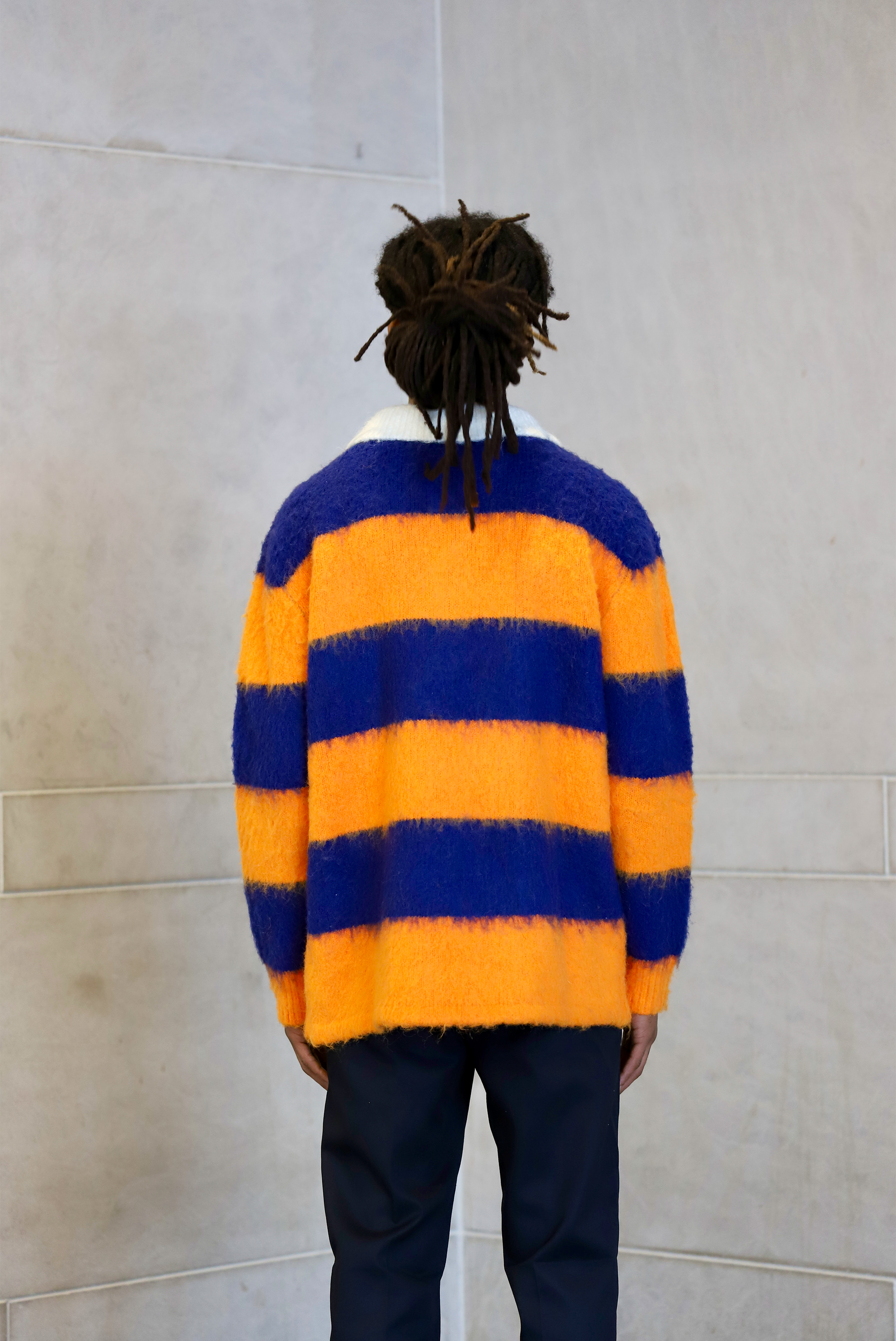 ICONIC MOHAIR POLO WITH ORANGE STRIPES