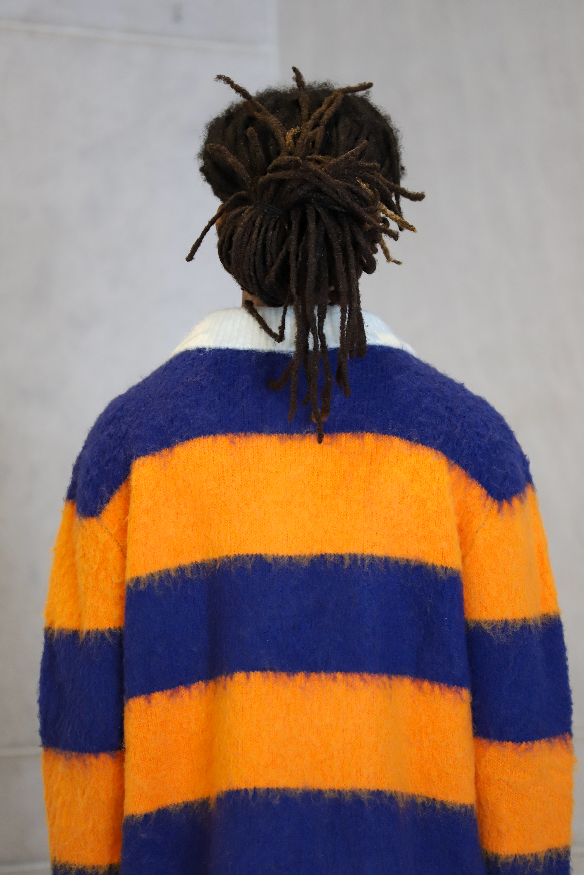 ICONIC MOHAIR POLO WITH ORANGE STRIPES