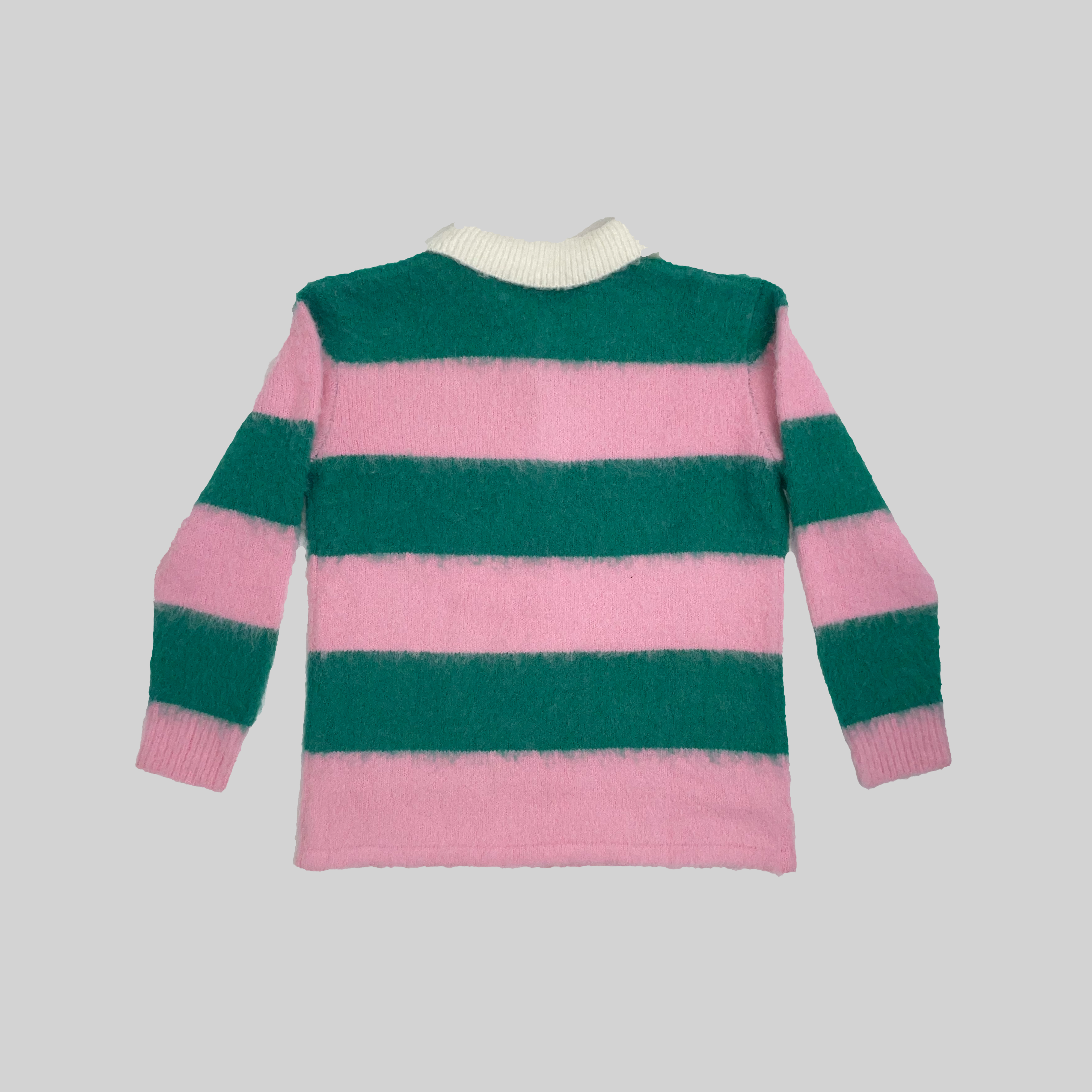 ICONIC MOHAIR POLO WITH PINK STRIPES
