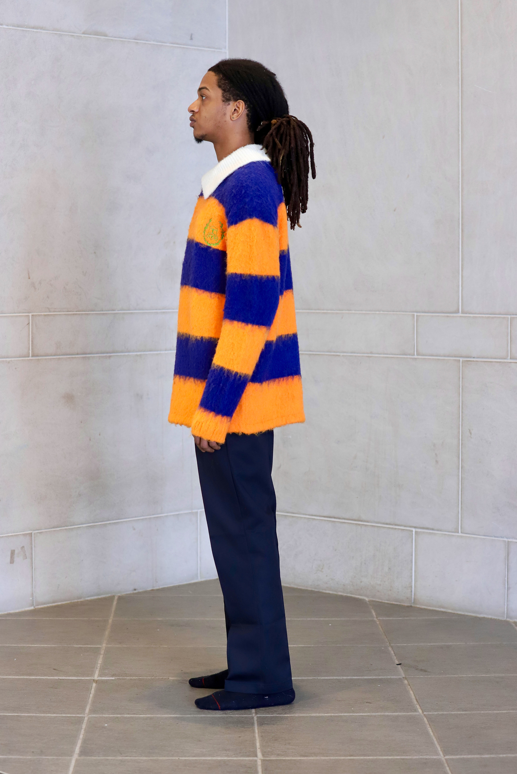 ICONIC MOHAIR POLO WITH ORANGE STRIPES