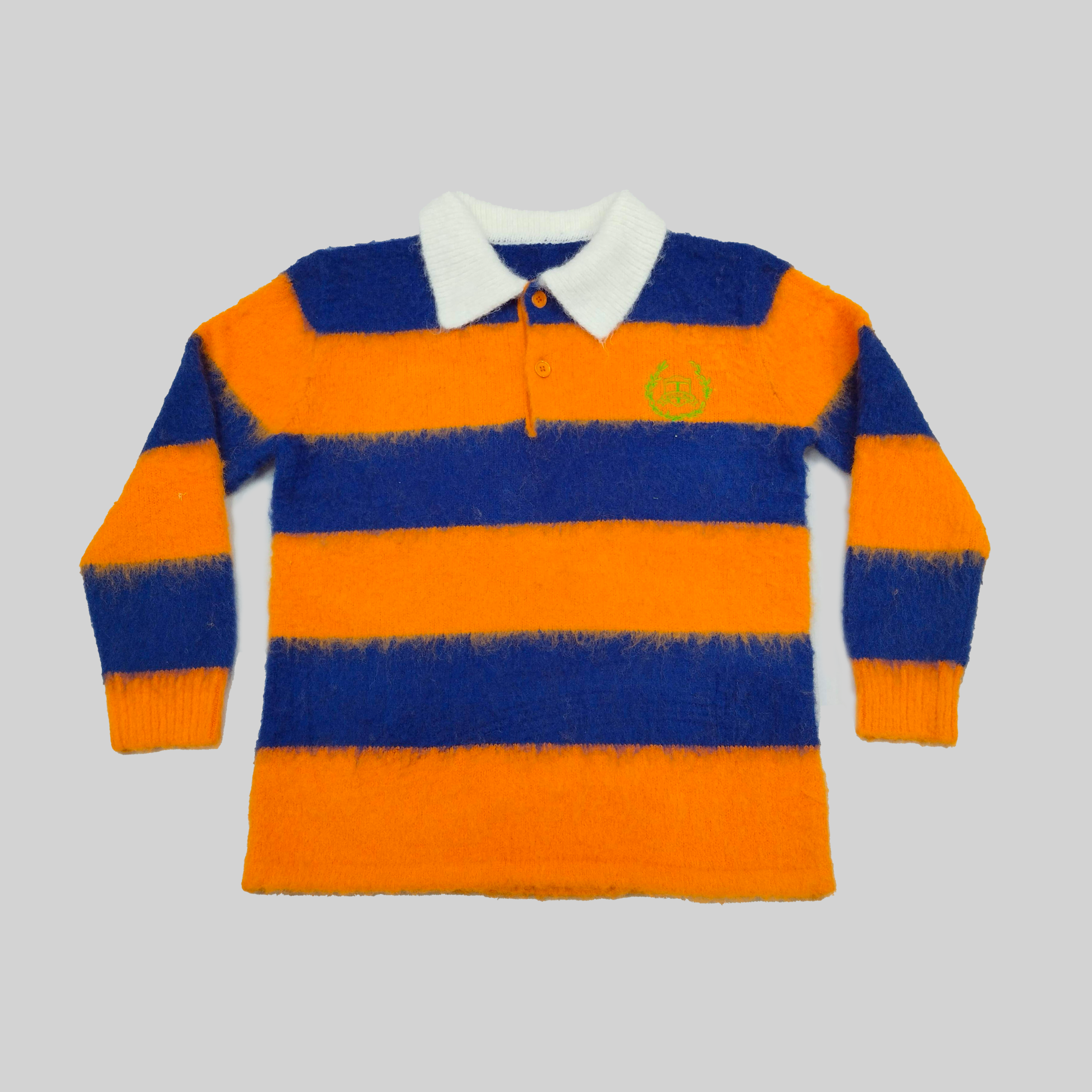 ICONIC MOHAIR POLO WITH ORANGE STRIPES