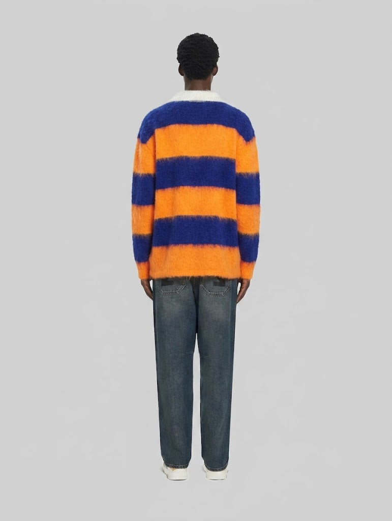 ICONIC MOHAIR POLO WITH ORANGE STRIPES